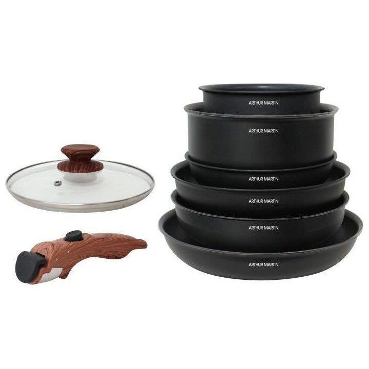 Batterie de cuisine 8 pieces ARTHUR MARTIN - Aluminium - Poignée Bois