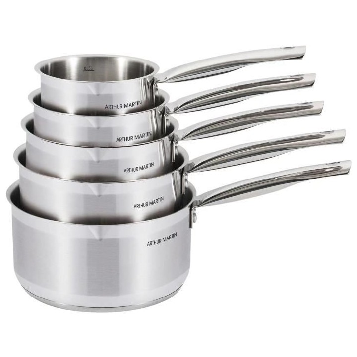 Lot de 5 Casseroles Arthur Martin 12-14-16-18-20 cm - Acier Inoxydable