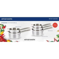 Lot de 5 Casseroles Arthur Martin 12-14-16-18-20 cm - Acier Inoxydable - tous feux dont induction