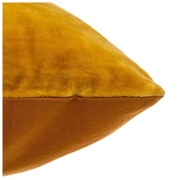 Coussin Patch en velours coton - 40 x 40 cm - Ocre
