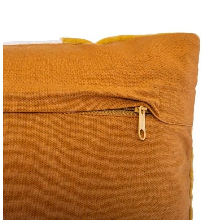Coussin Patch en velours coton - 40 x 40 cm - Ocre