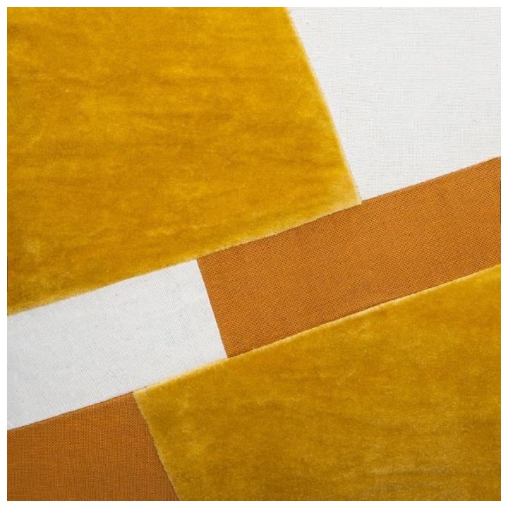 Coussin Patch en velours coton - 40 x 40 cm - Ocre