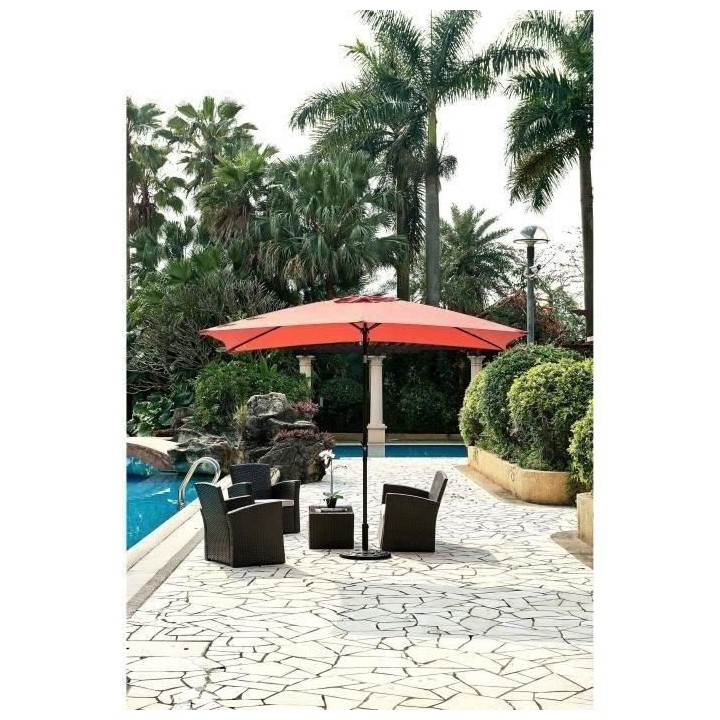 Parasol droit 3x2 m inclinable - Mât Aluminium avec toile polyester 1