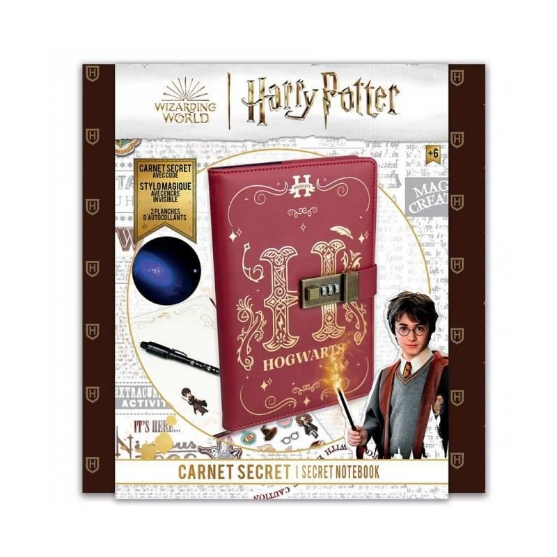 Carnet Secret Harry Potter avec cadenas a code et stylo magique invisible