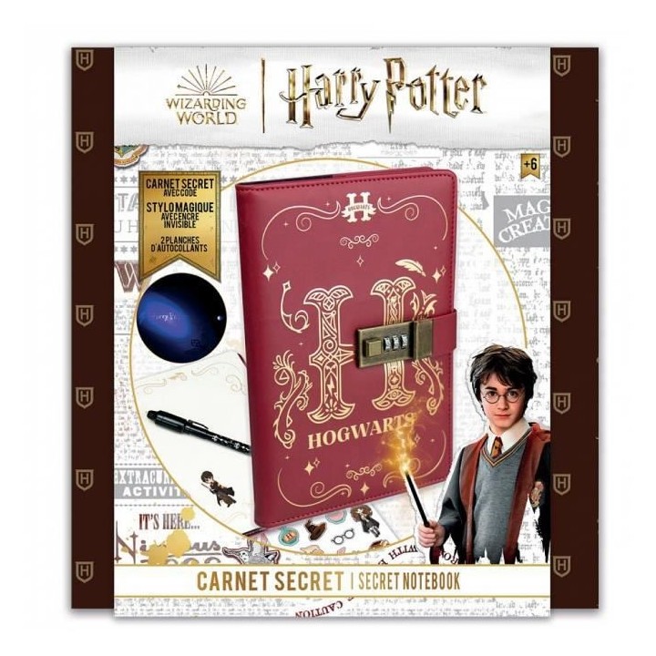 Carnet Secret Harry Potter avec cadenas a code et stylo magique invisi