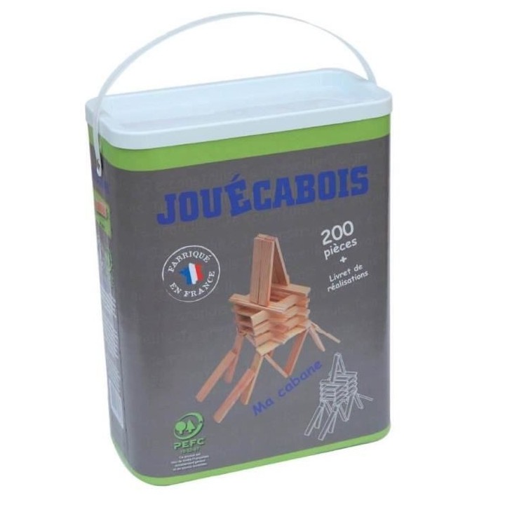 Jeu de construction - Baril de 200 planchettes en bois - JOUECABOIS -