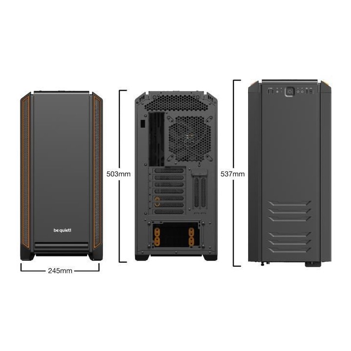 BE QUIETE BOITIER PC SILENT BASE 601 - Noir / Orange - Verre trempé -
