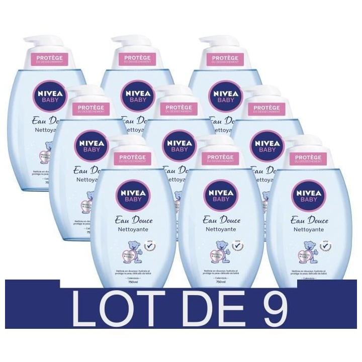 Eau Nettoyante NIVEA BABY 750ml - Lot de 9