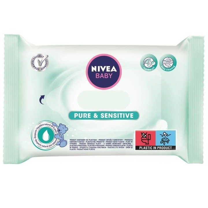 63 Lingettes NIVEA BABY Pure & Sensitive - Lot de 12
