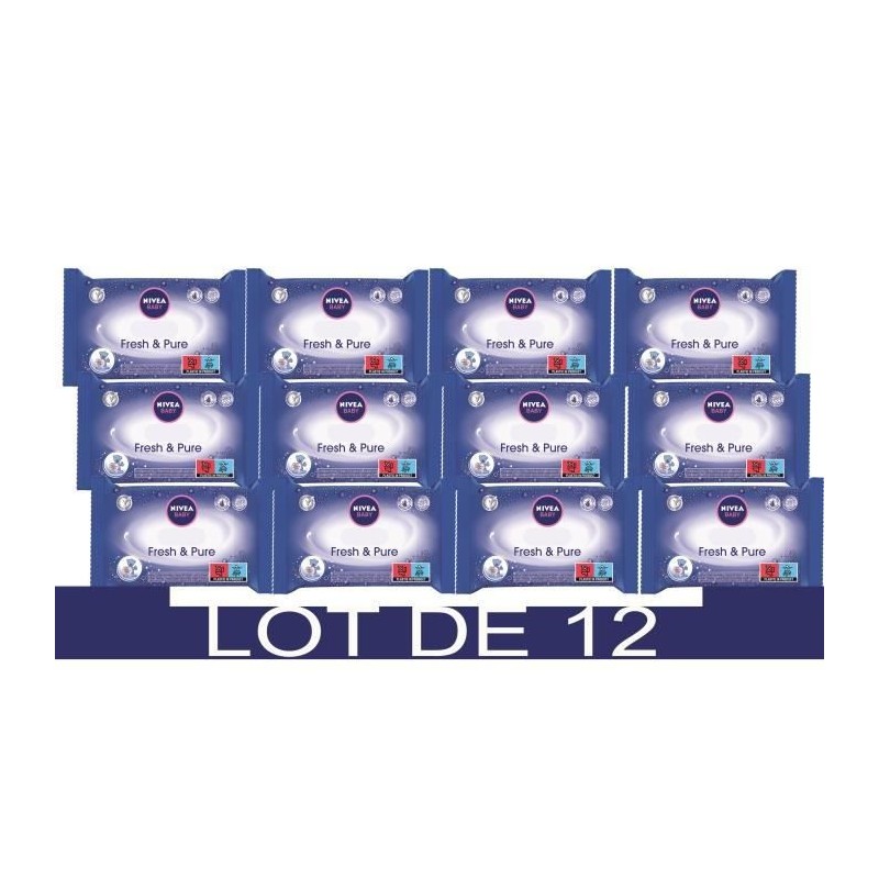 63 Lingettes NIVEA BABY Fresh & Pure - Lot de 12