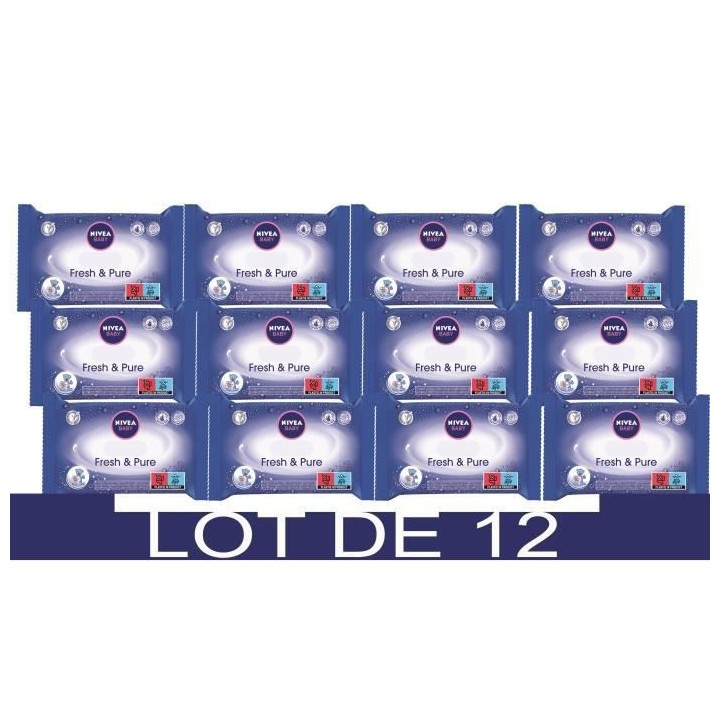 63 Lingettes NIVEA BABY Fresh & Pure - Lot de 12