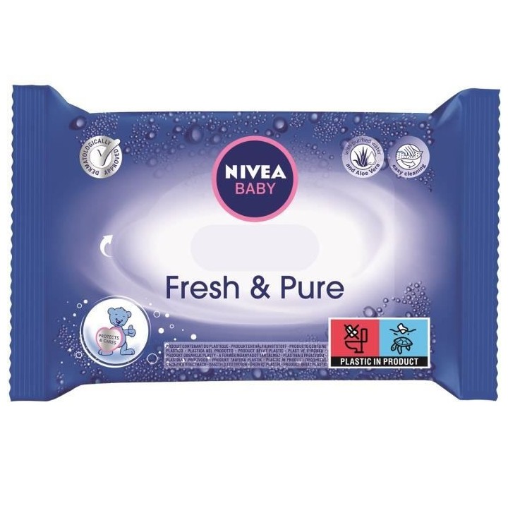 63 Lingettes NIVEA BABY Fresh & Pure - Lot de 12