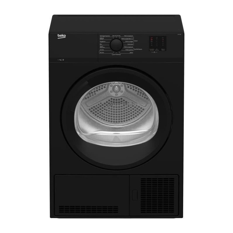 Seche-linge a condensation BEKO DCY724B - 7 kg - Classe B - Tambour Aquawave - Noir