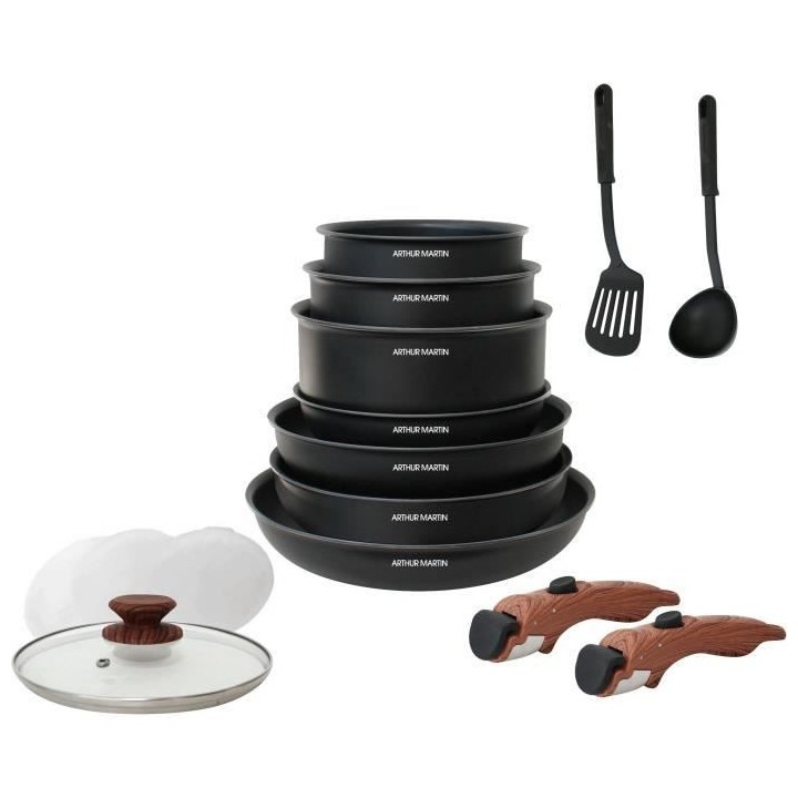 Arthur Martin AM1502 Batterie de cuisine 15 pieces - poignée amovible