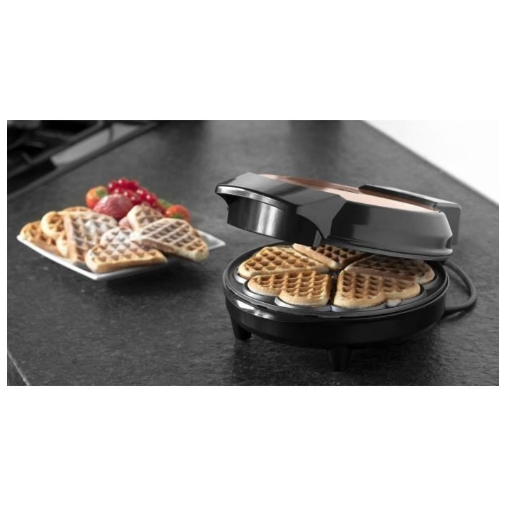 Bestron Gaufrier pour gaufres classiques en forme de coeur, Gaufrier a