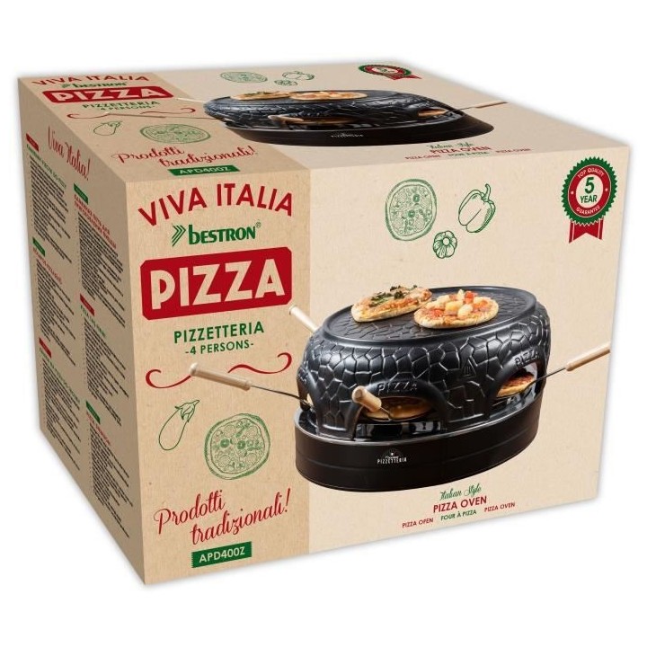 Four a pizza BESTRON - 4 personnes - pizzas (Ø 10 cm) - 10 min de cui