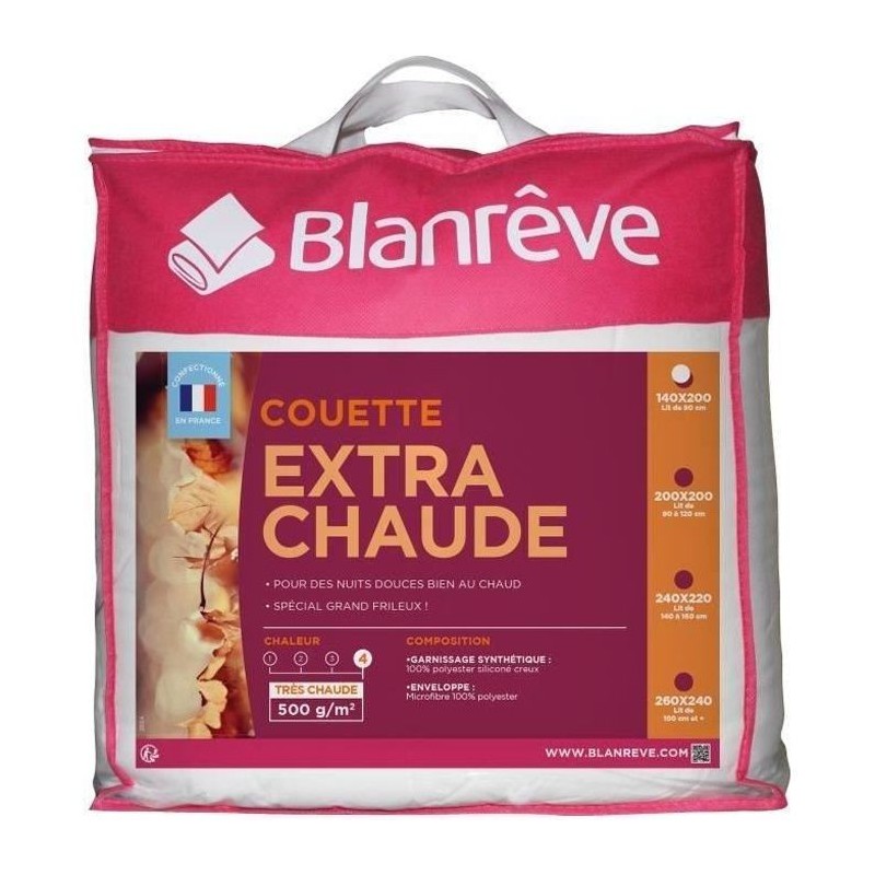 BLANREVE Couette extra chaude en microfibre - 140 x 200 cm - Blanc