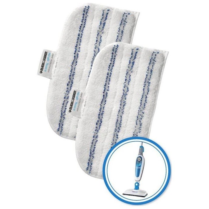 BLACK+ DECKER - FSMP20 - 2 patins en microfibre pour nettoyeur vapeur