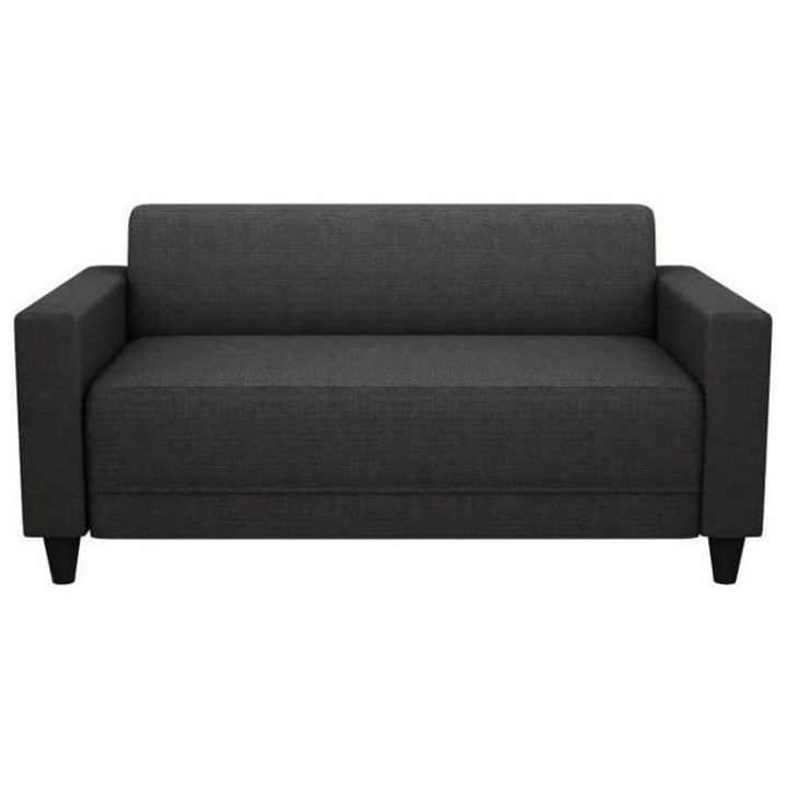 Canapé fixe 2 places BOB - Tissu anthracite - L 137 x P 77x H 65 cm