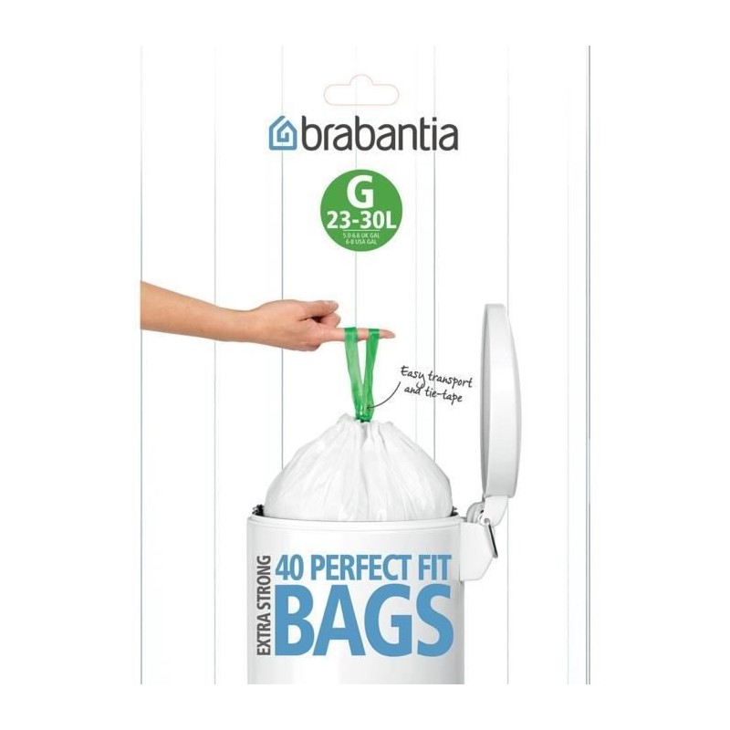 BRABANTIA Lot de 40 sacs poubelle distributeur PerfectFit - 30L