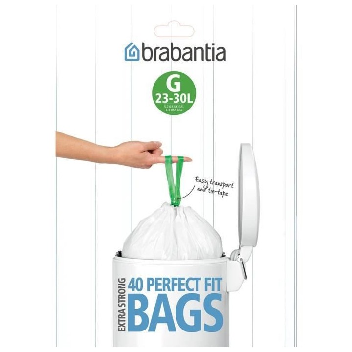 BRABANTIA Lot de 40 sacs poubelle distributeur PerfectFit - 30L