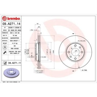BREMBO Kit de Disque de frein 09.A271.14 - 2 pieces