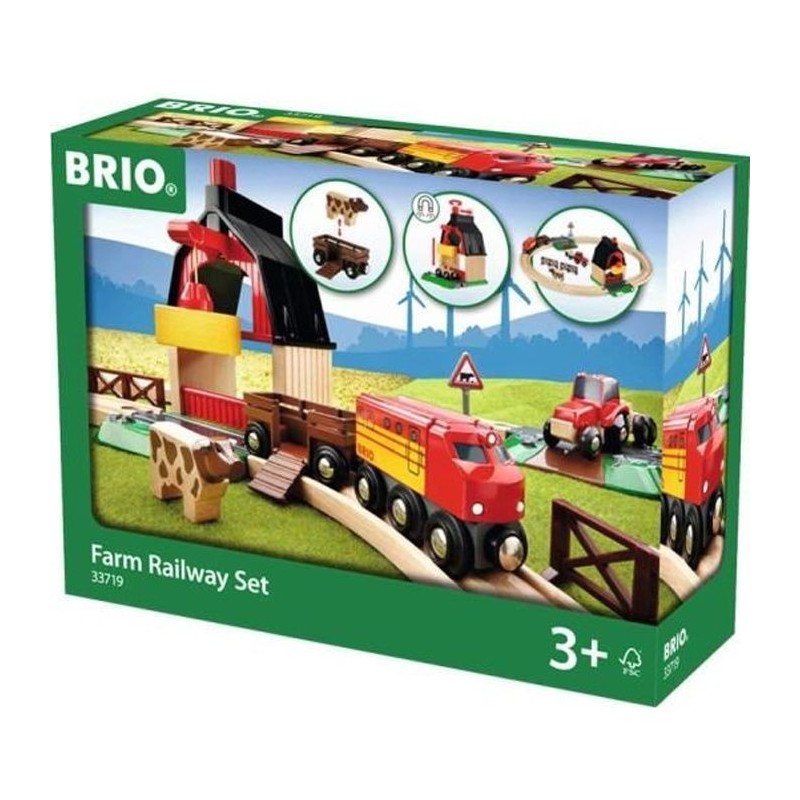 Brio World Circuit de la Ferme - Coffret complet 20 pieces - Circuit de train en bois - Ravensburger - Mixte des 3 ans - 33719