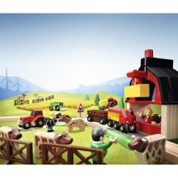 Brio World Circuit de la Ferme - Coffret complet 20 pieces - Circuit de train en bois - Ravensburger - Mixte des 3 ans - 33719