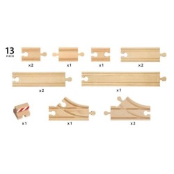 Brio World Coffret de Démarrage - 13 Rails - Accessoire pour circuit de train en bois - Ravensburger - Mixte des 3 ans - 33394