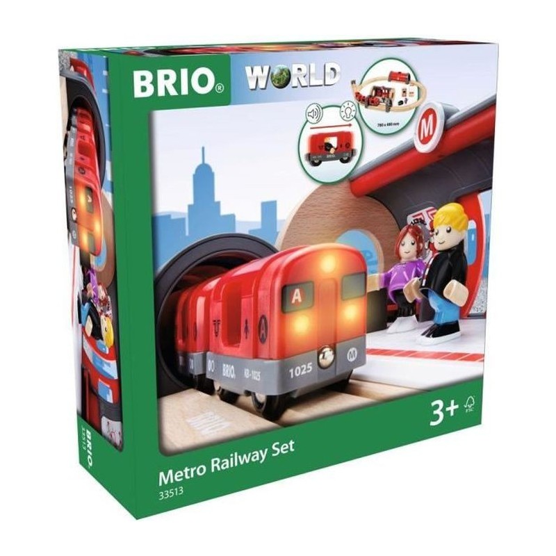 Brio World Circuit Metro - Coffret complet 20 pieces - Circuit de train en bois - Ravensburger - Mixte des 3 ans - 33513