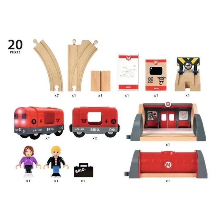 Brio World Circuit Metro - Coffret complet 20 pieces - Circuit de trai