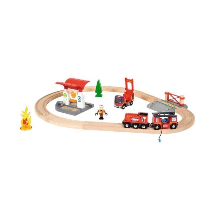 Brio World Circuit Action Pompier - Coffret complet 18 pieces - Circui
