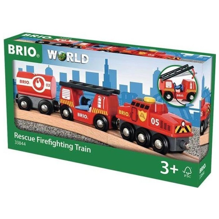 Brio World Train des Pompiers - Accessoire Circuit de train en bois -