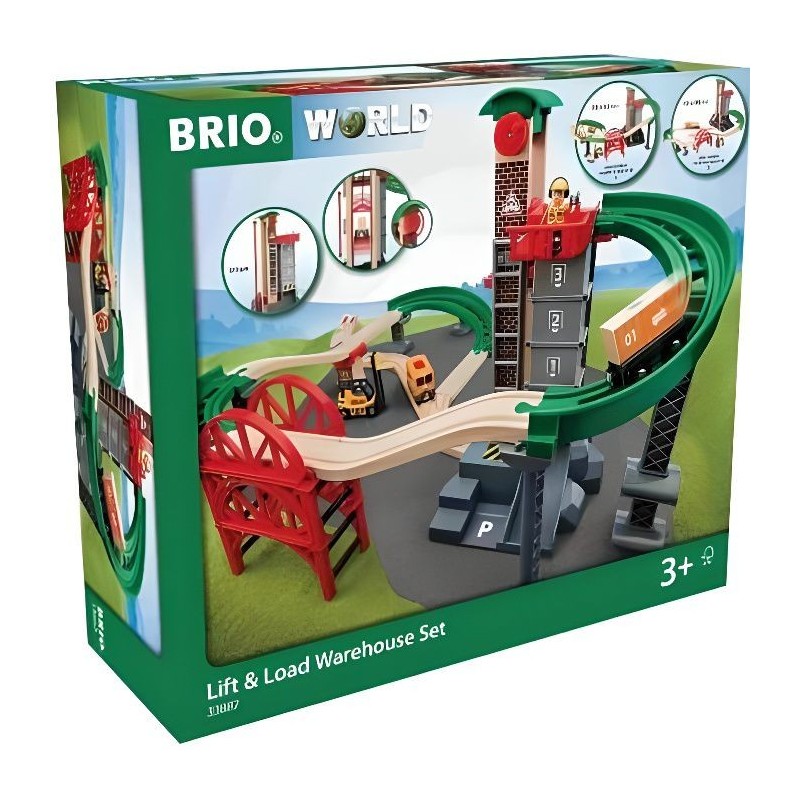 BRIO World Grand Circuit Plateforme Multimodale - Coffret 32 pieces - Circuit de train en bois - Ravensburger - Des 3 ans - 3388