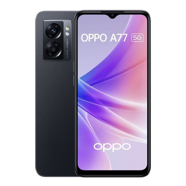 OPPO A77 128Go 5G Noir + Coque + Verre trempé