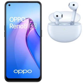 OPPO Reno8 256Go 5G Noir Chatoyant + Enco Air 2