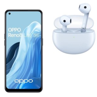 OPPO Reno8 Lite 128Go 5G Noir Cosmique + Enco Air 2 + Flip Cover + Ver