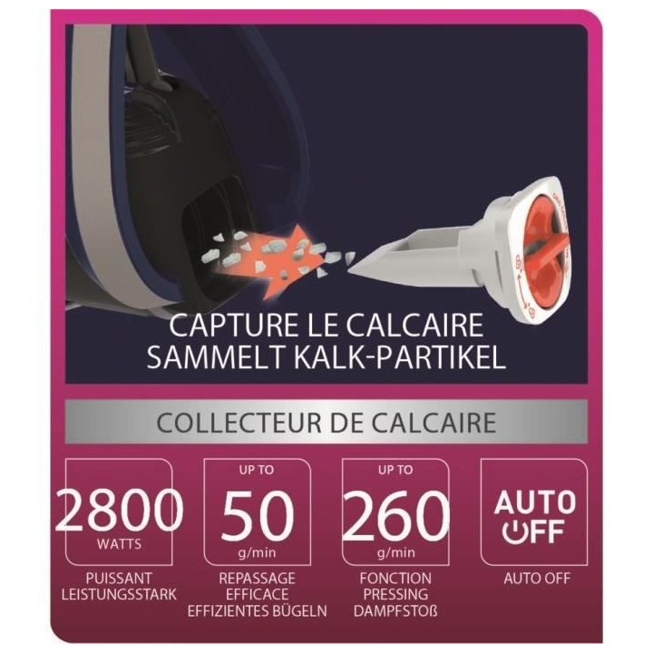 CALOR FV6846C0 Ultragliss Anti-Calc Plus, Fer a repasser, Vapeur 50g/m
