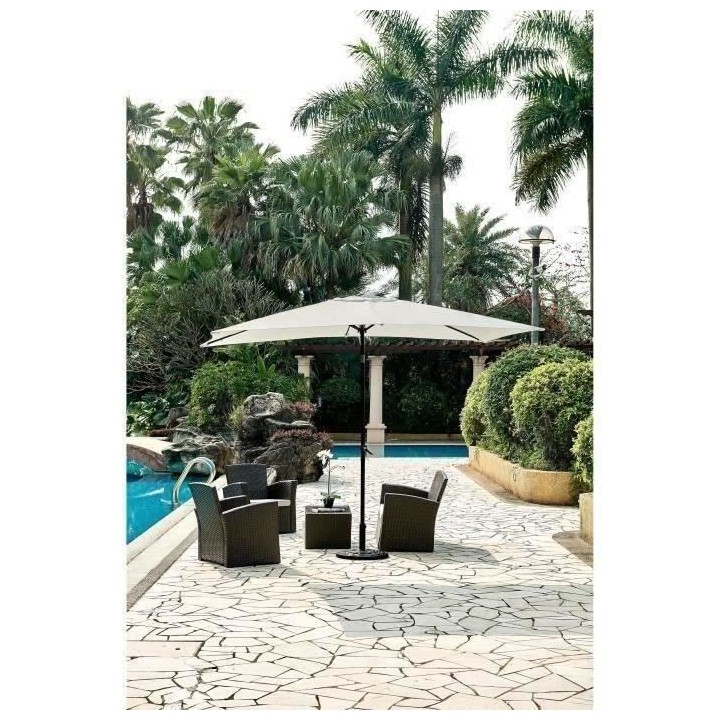 Parasol droit 3x2 m inclinable - Mât Aluminium avec toile polyester 1