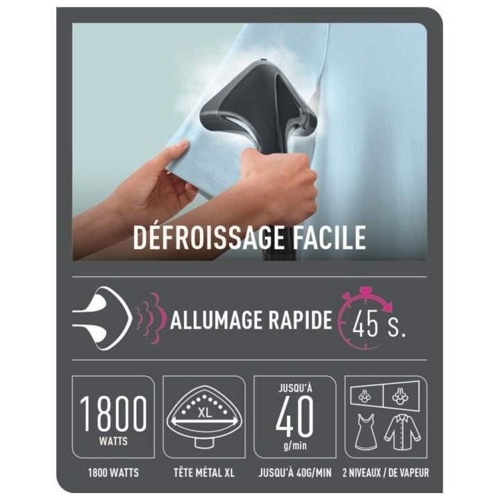 CALOR IT2461C0 Défroisseur vapeur vertical, 1800 W, Réservoir 1,5 L,