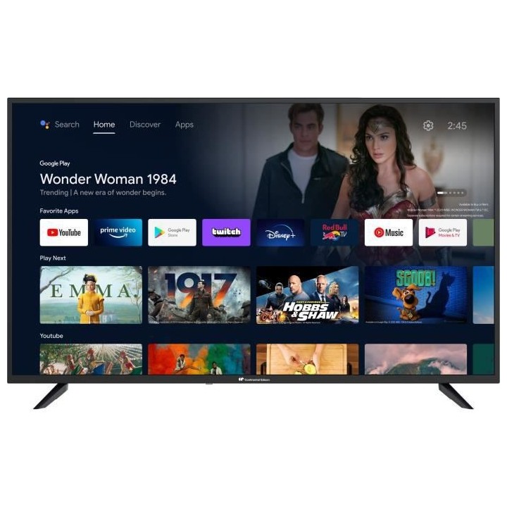 CONTINENTAL EDISON - TV LED UHD 4K 55 (139cm) HDR- Android TV Wi-fi Bl