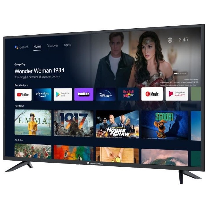 CONTINENTAL EDISON - TV LED UHD 4K 55 (139cm) HDR- Android TV Wi-fi Bl