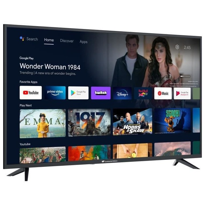 CONTINENTAL EDISON - TV LED UHD 4K 55 (139cm) HDR- Android TV Wi-fi Bl