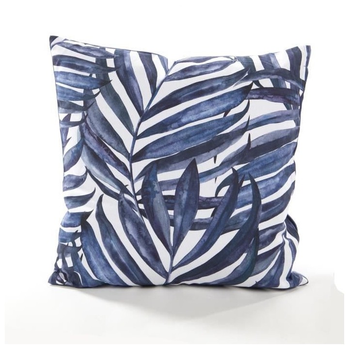 COTTON WOOD Coussin Déco coton imprimé - 45 x 45 cm - Blue Palm