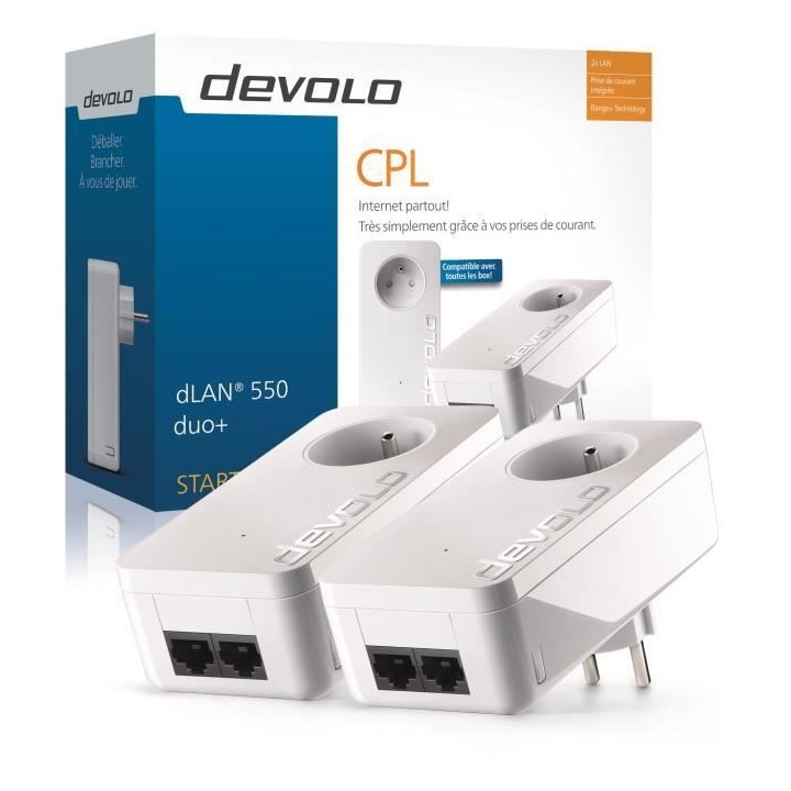 DEVOLO dLAN 550 Duo+ Starter kit - 2 adaptateurs CPL - 500 Mbits/s