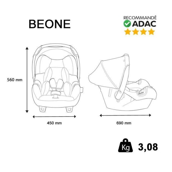 Disney Siege auto BEONE groupe 0+ (0-13kg) - 4 étoiles ADAC - Mickey