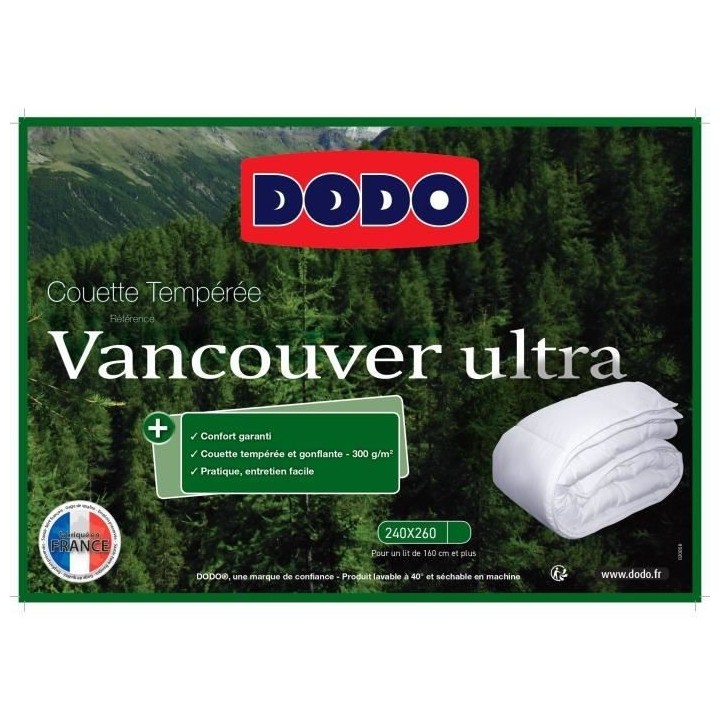 Couette 240 x 260 cm - DODO - Tempérée - 100% fibre polyester - Pour