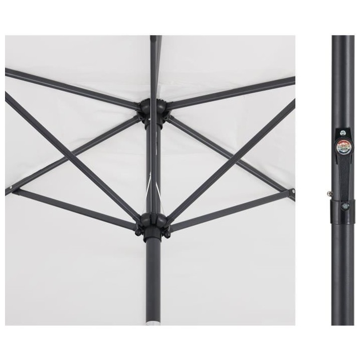 Parasol droit 3x2 m inclinable - Mât Aluminium avec toile polyester 1