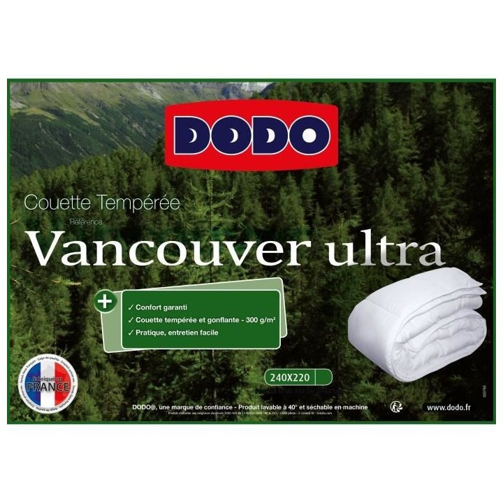 Couette chaude Vancouver Ultra - 220 x 240 cm - 300gr/m² - Blanc - DO