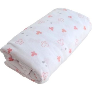 DOMIVA Drap housse Lapinou - Jersey - oeko-Tex - Blanc/rose - 60 x 120